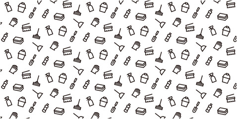 Bathroom cleaning tool icon pattern background for website or wrapping paper (Monotone icon version)