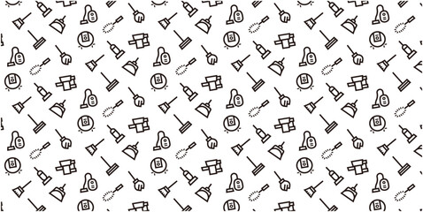 Cleaning tool icon pattern background for website or wrapping paper (Monotone icon version)