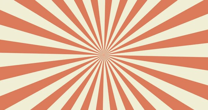 Abstract retro sunburst animation background. Vintage grunge video sun rays. Old orange wallpaper. 4k looping