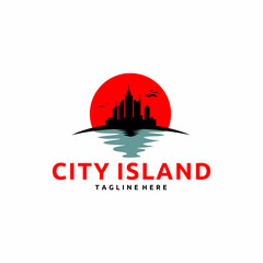 Island Logo Beach Building Logo Template Vector Icon