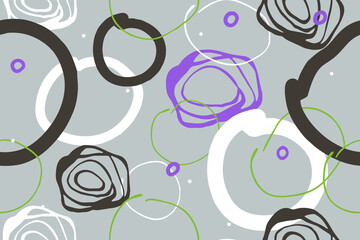 Rings, circles, dots, abstract patterns. Seamless ornament