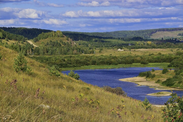 Fototapeta na wymiar Ural river Sylva in Kishert district
