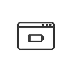 Web browser page with low battery icon