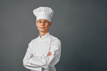 male chef professionals restaurant kitchen cooking dark background