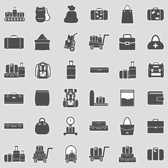 Luggage And Bags Icons. Sticker Design. Vector Illustration.