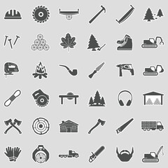 Lumberjack Icons. Sticker Design. Vector Illustration.