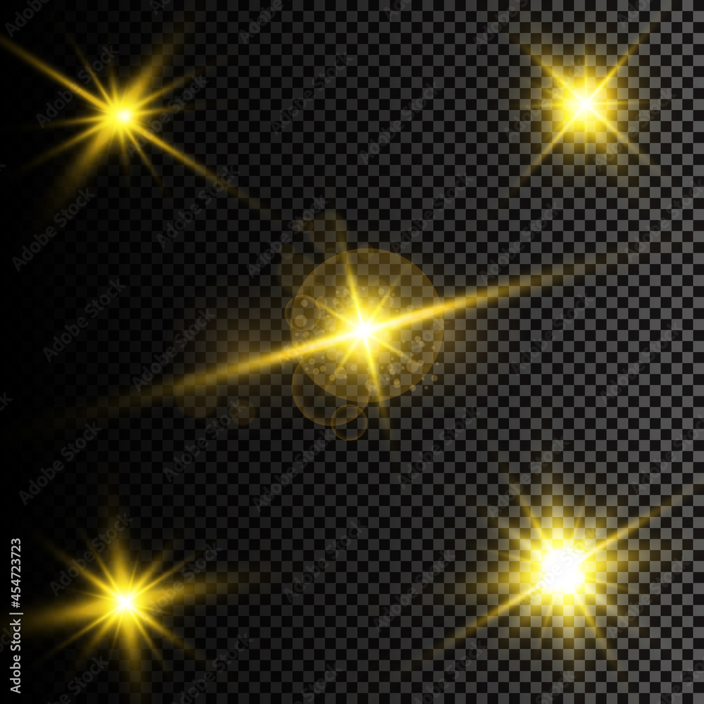 Wall mural vector illustration of abstract flare light rays. a set of stars, light and radiance, rays and brigh