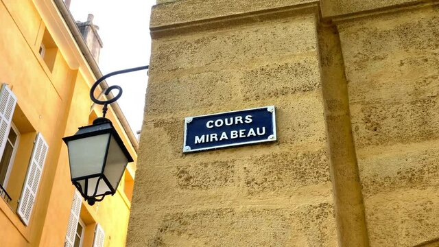 Cours Mirabeau street sign in Aix-en-Provence, France