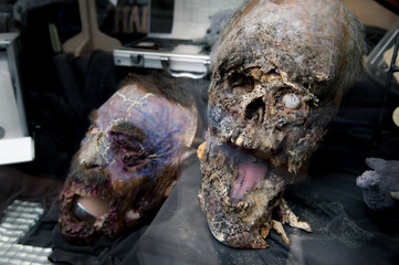 A scary, spooky face for halloween decoration, autumn decoration, a ghost with scars and blood for...