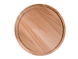 Wooden round cutting board on wooden table