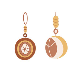 Christmas baubles.  Vector hand drawn illustration isolated on white background.  Great for greeting cards.  Boho Earth tones.