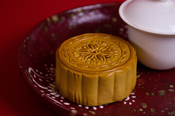 Close up Chinese Moon Cake for celebration Mid-Autumn Festival