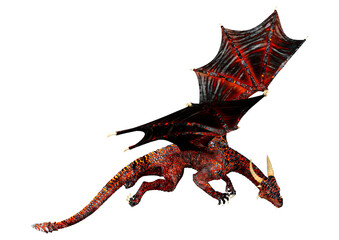 3D Rendering Fairy Tale Dragon on White