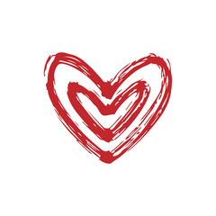 Heart icon. Red ink outline linear sketch drawing. Vector simple flat graphic hand drawn illustration. The isolated object on a white background. Isolate.