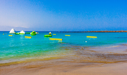 Beach Playa de Las Vistas Canary Spanish island Tenerife Africa.