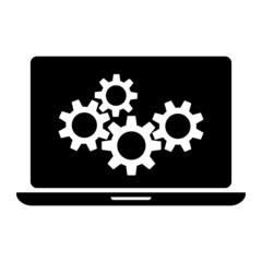 Simple editable black vector notebook, laptop, screen icon isolated on white background