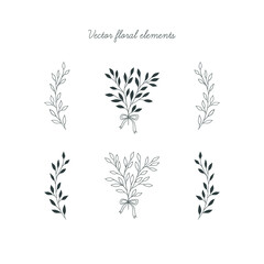 Vector floral elements. Bouquet and branches. - 454730758