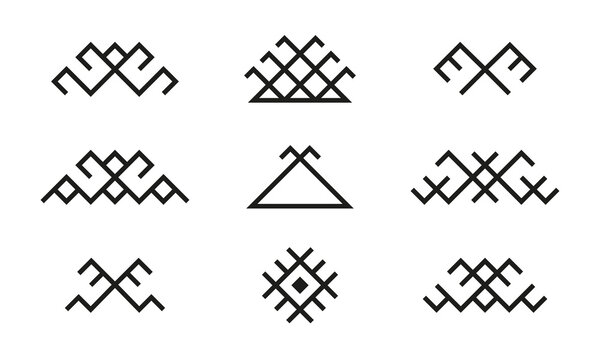 Set of ethnic Baltic Folk traditional symbols