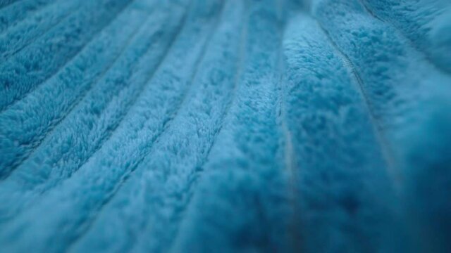 Details blue polyester fabric. Super close up. textile background.