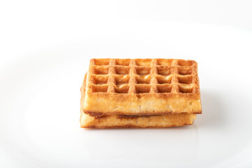 Soft Belgian waffles on a white background.