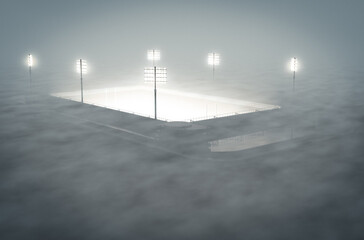 Rugby Stadium In The Mist - obrazy, fototapety, plakaty
