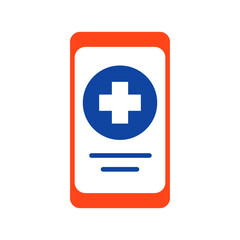 Smartphone with medical cross vector glyph icon