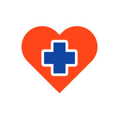 Fototapeta premium Cross inside heart vector glyph icon. Medical sign