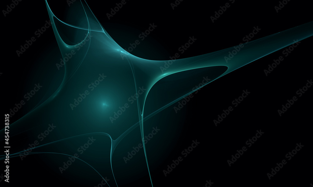 Wall mural fantastic diagonal 3d digital fluid stretchy substance in turquoise neon light floating or soaring i