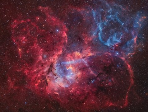 The emission nebula Sh2-132 or Lion Nebula in Cepheus