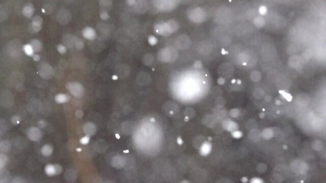 A beautiful view of falling snowflakes on a blurred background
