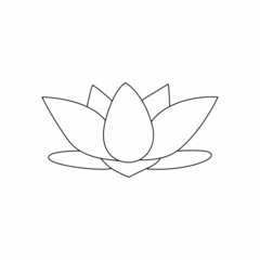 The water lily line icon. Vector illustration in a simple style on a white background. Drawing coloring book