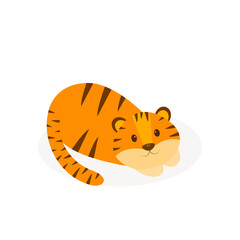 This is a cute tiger isolated on a white background.