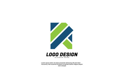 stock abstract creative inspiration logo for company rectangle and line flat style design vector