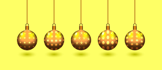 Christmas balls. Christmas glass ball. Holiday design template. Set of Christmas balls. Vector illustration