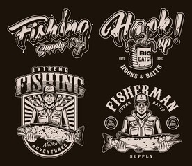 Fishing monochrome designs