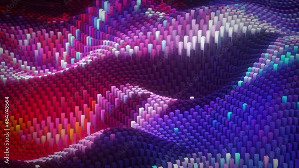 Poster abstract colorful cubic surface in random motion. computer generated background. 3d animation