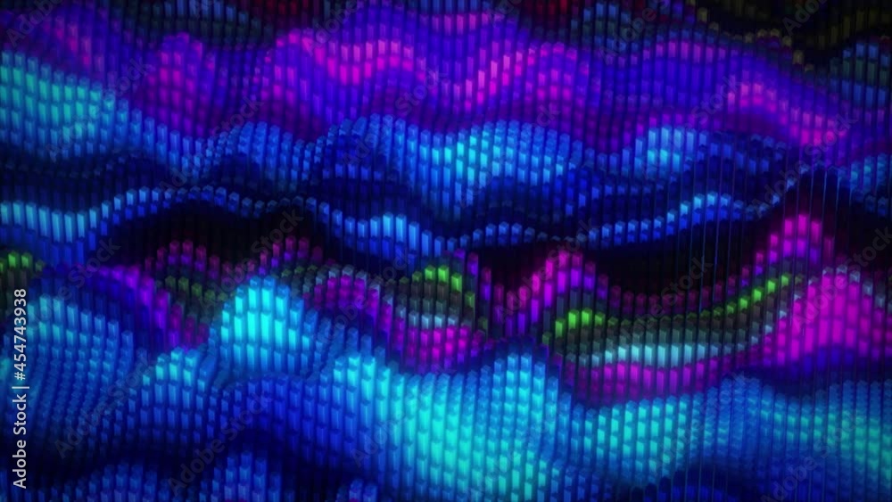 Poster abstract colorful cubic surface in random motion. computer generated background. 3d animation
