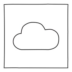 Doodle Cloud icon or logo, hand drawn with thin black line