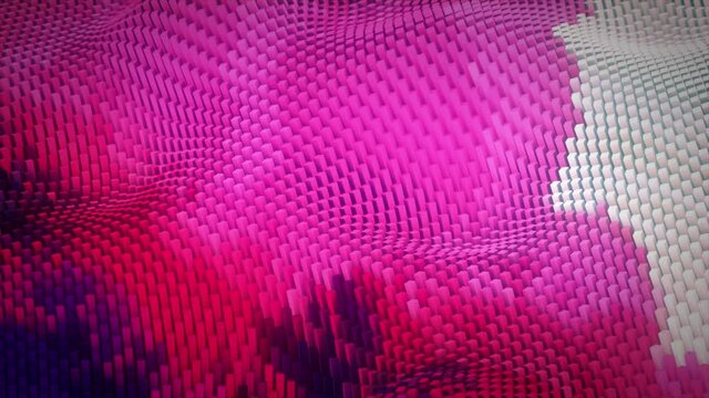 Abstract colorful cubic surface in random motion. Computer generated background. 3d animation