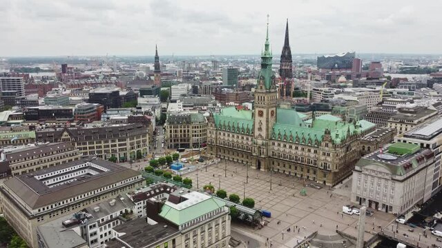 Hamburger Townhall, Dron flight, Germany