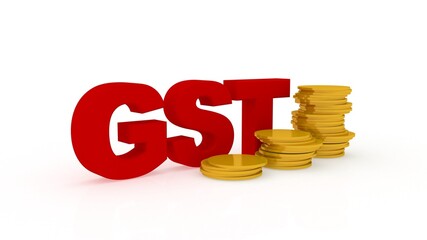 3d illustration gst tax with gold coin business concept
