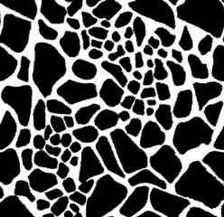 Giraffe leather pattern animal skin seamless design black and white