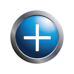 Simple add icon and blue glossy circle for web button.