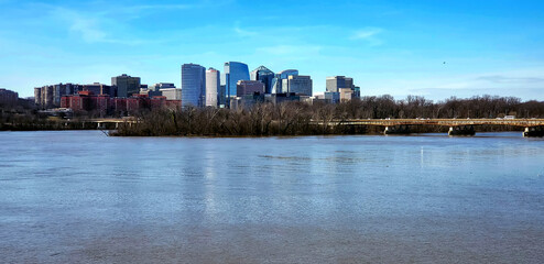 Fototapeta premium View of business Washington across the Potomac River.