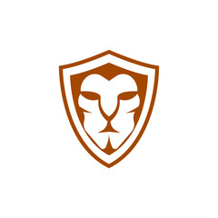 lion face in golden shield