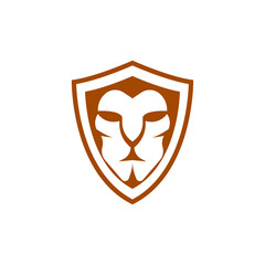 lion face in golden shield