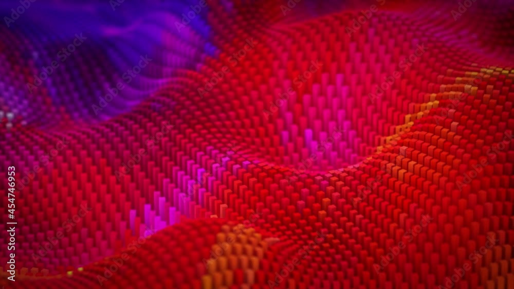 Aufkleber abstract colorful cubic surface in random motion. computer generated background. 3d animation