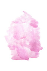 Stain of watercolor paint pink color isolated on white. Background for text. Vector illustration
