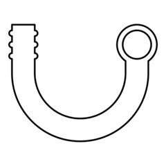 Branch pipe contour outline icon black color vector illustration flat style image