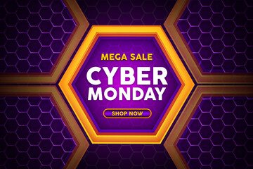 Retro Realistic technology cyber monday with absract background